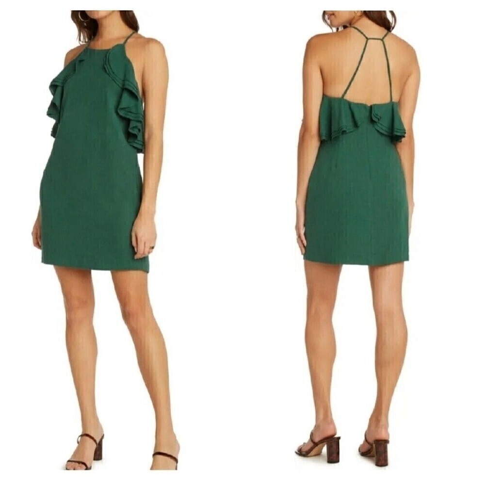WILLOW Dress Women Medium Green Ojai Ruffle Linen NEW Fairycore Witchy Soultree